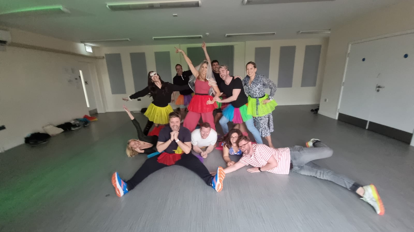 Cheerleading hen do group Cardiff pep rally